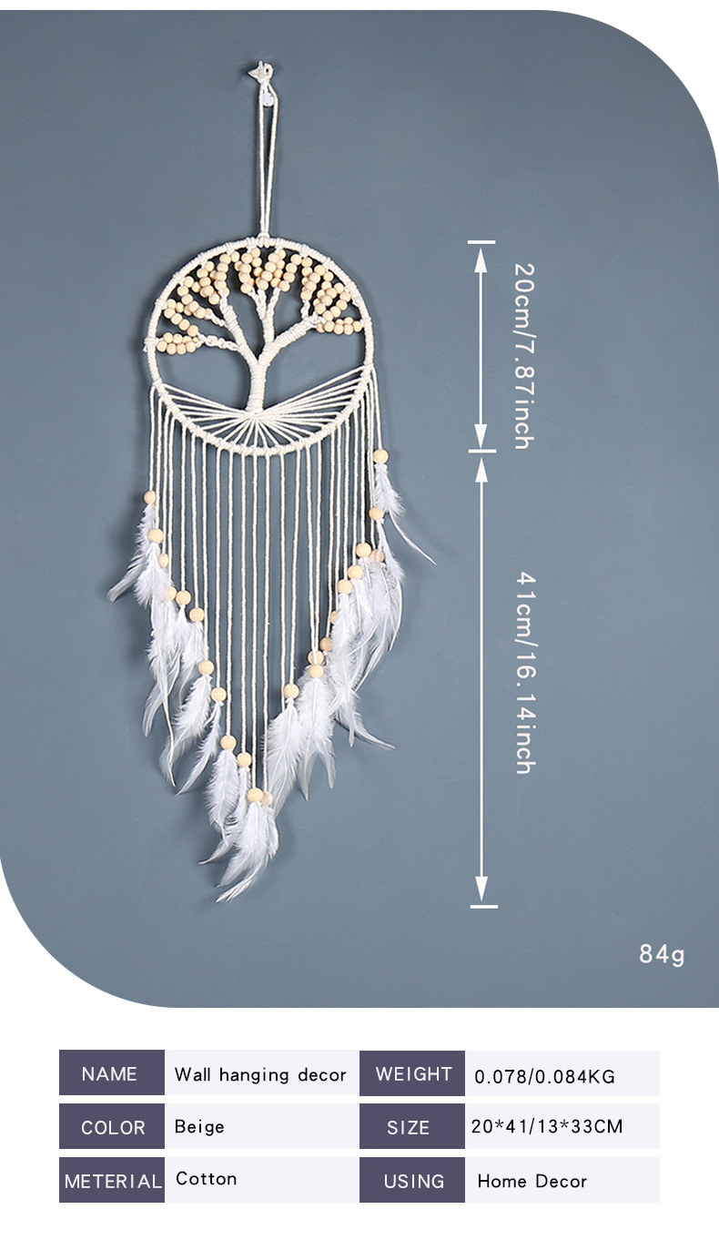 Bohemian-style dreamcatcher home decoration pendant, Indian life tree feather tassel handcrafted decorative item pic 4