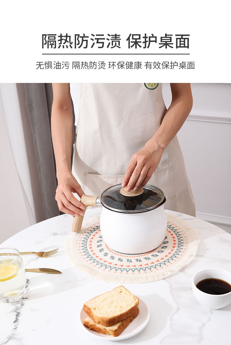 外贸跨境圆形棉麻餐垫北欧简约餐桌隔热垫西餐桌垫防烫菜盘碗垫详情7