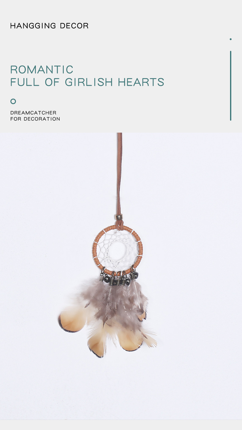 Retro-style car hanging piece, wind chime dream catcher, dream catcher pendant, bell feather dream catcher pendant pic 1