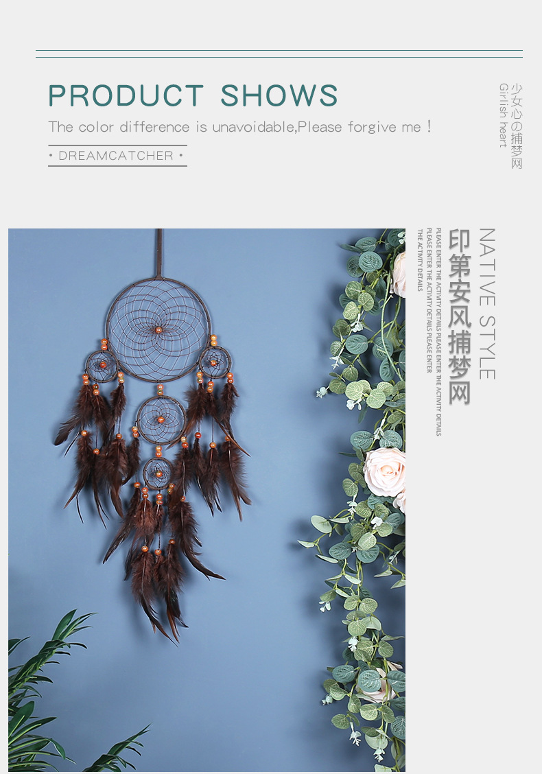 Indian retro style home decoration dreamcatcher pendants, five-ring dreamcatcher pendants, wholesale dreamcatcher pic 7