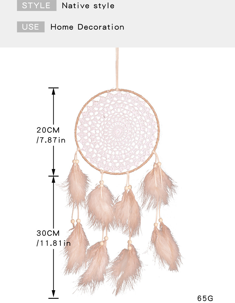 Nordic-style brown plush home decoration dreamcatcher pendants, dreamcatcher wind chimes, room decoration hanging ornaments, wall decorations pic 6
