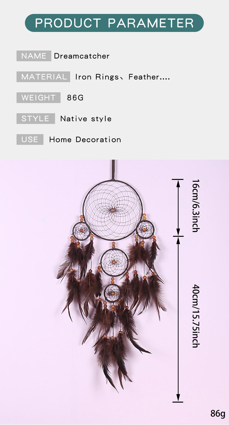Indian retro style home decoration dreamcatcher pendants, five-ring dreamcatcher pendants, wholesale dreamcatcher pic 5