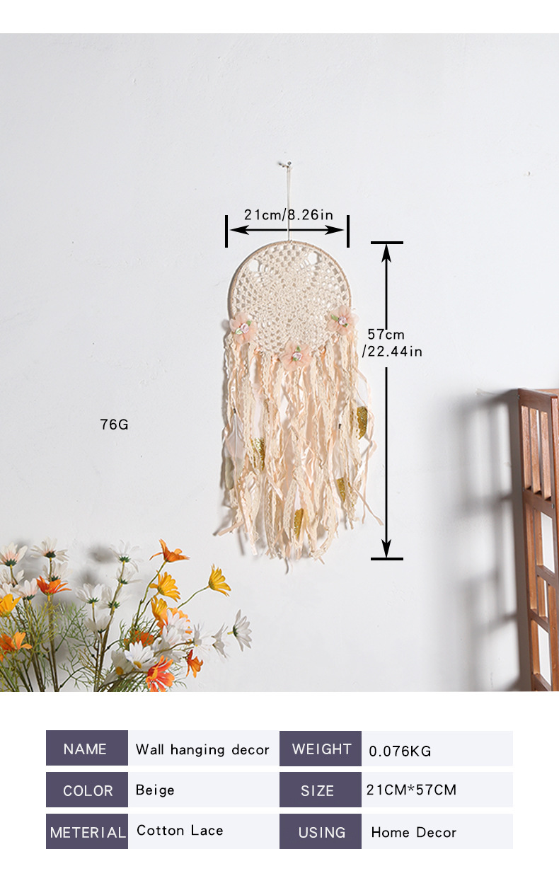 Bohemian-style dream catcher with three flowers, home decoration dream catcher, wall hanging, wall decoration, and dream catcher pendant pic 4