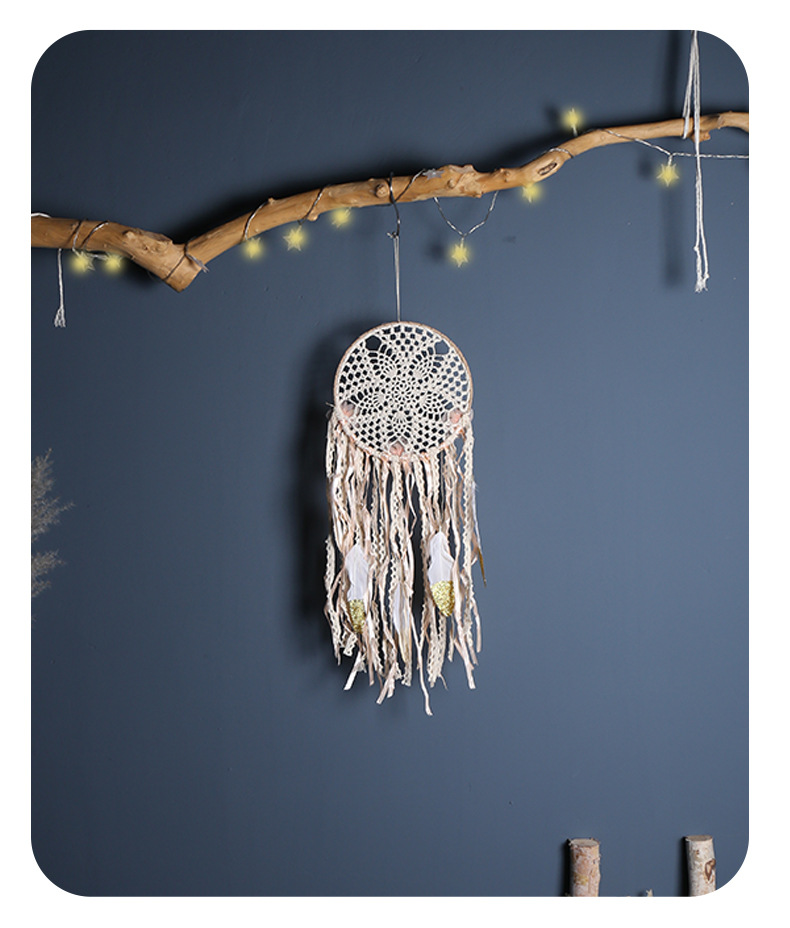 Bohemian-style dream catcher with three flowers, home decoration dream catcher, wall hanging, wall decoration, and dream catcher pendant pic 6