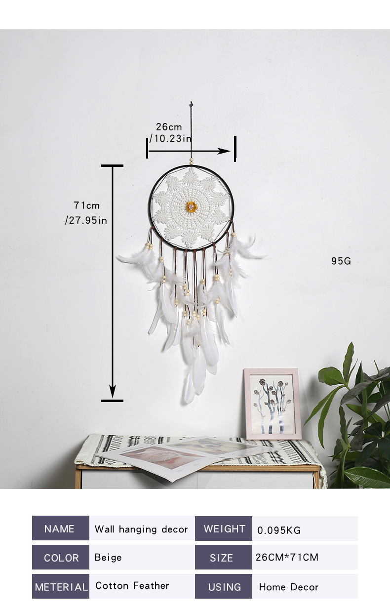 Ins-style wall hanging and decoration dreamcatcher, Nordic feather dreamcatcher, home decoration wall hanging and decoration dreamcatcher pic 4