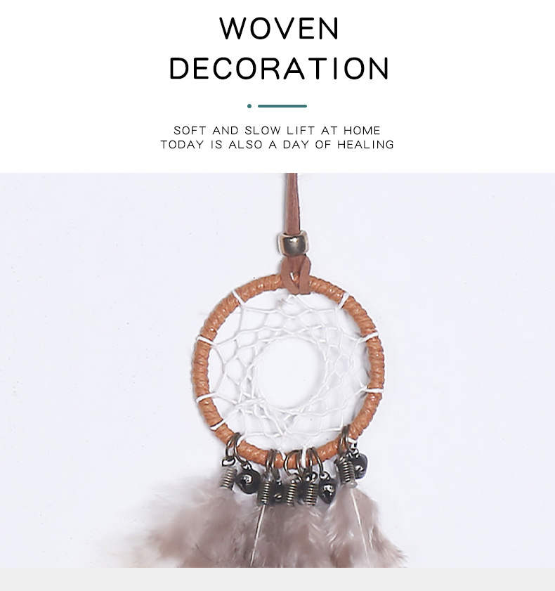 Retro-style car hanging piece, wind chime dream catcher, dream catcher pendant, bell feather dream catcher pendant pic 5