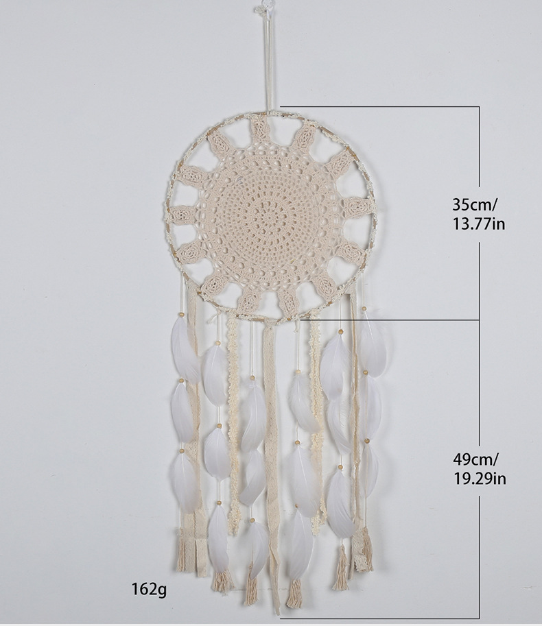 Beige rose hand-woven dreamcatcher decorative pendant, wedding decoration wall bedroom homestay creative tapestry pic 7