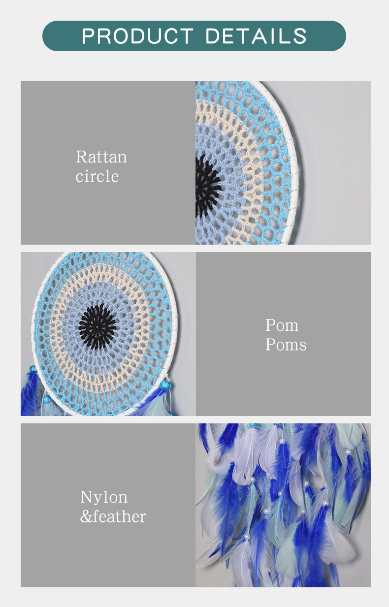 Factory direct sales of fresh and creative blue dreamcatcher room decoration pendants, dreamcatcher pendants, decorative pendants pic 9
