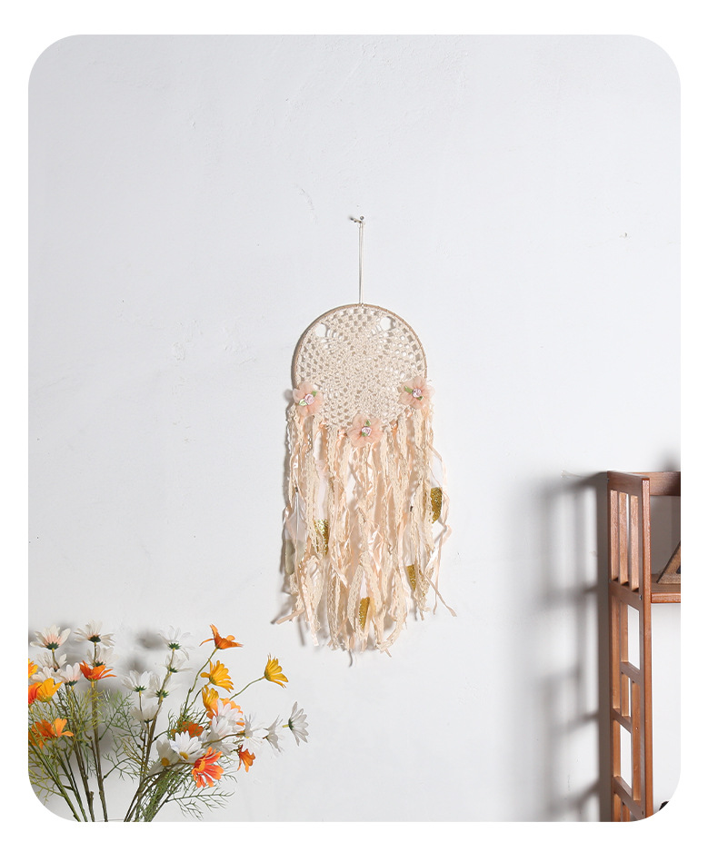 Bohemian-style dream catcher with three flowers, home decoration dream catcher, wall hanging, wall decoration, and dream catcher pendant pic 5