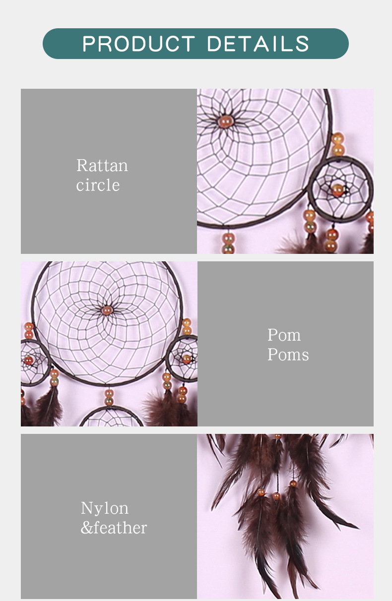 Indian retro style home decoration dreamcatcher pendants, five-ring dreamcatcher pendants, wholesale dreamcatcher pic 6