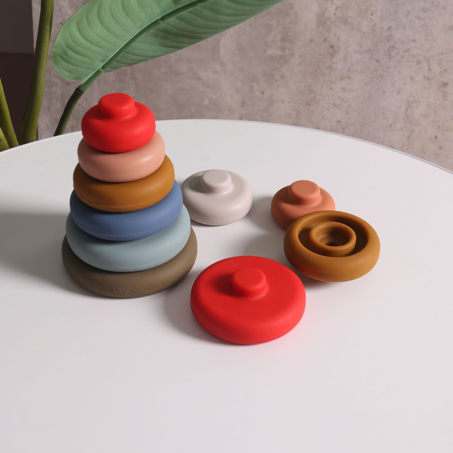 Cross-border new Jenga Rainbow Ring silicone building blocks, baby and baby bite fun toys, Jenga silicone pic 4