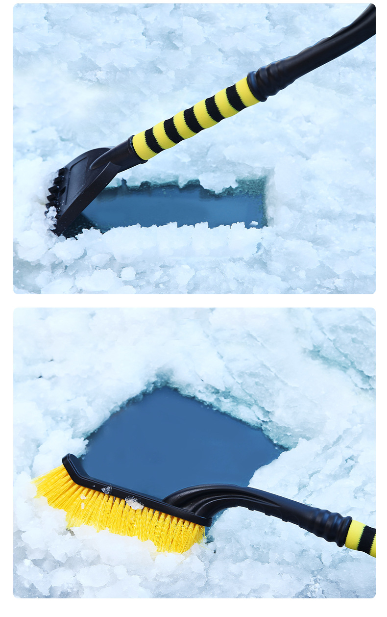 Upgraded red and yellow color ox rib scraper car snow shovel, detachable and easy to store, winter car cleaning snow removal brush pic 12