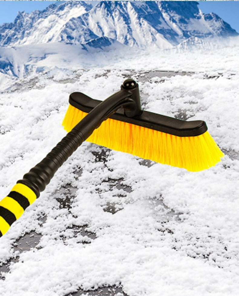 Upgraded red and yellow color ox rib scraper car snow shovel, detachable and easy to store, winter car cleaning snow removal brush pic 3