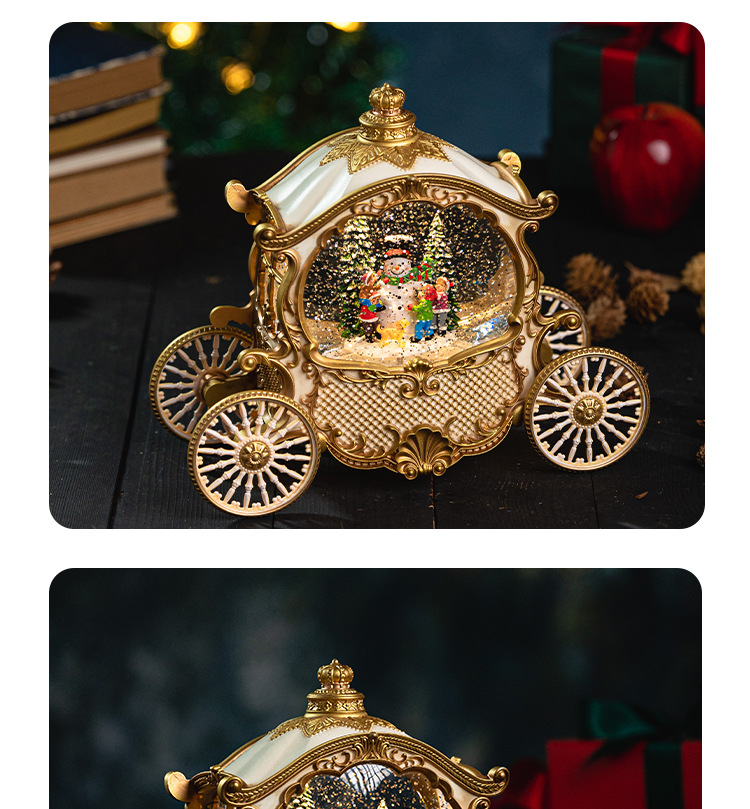 High-end Christmas pumpkin carriage, old man wind lantern, music box, music box decoration, birthday gift, display item, gift crystal pic 13