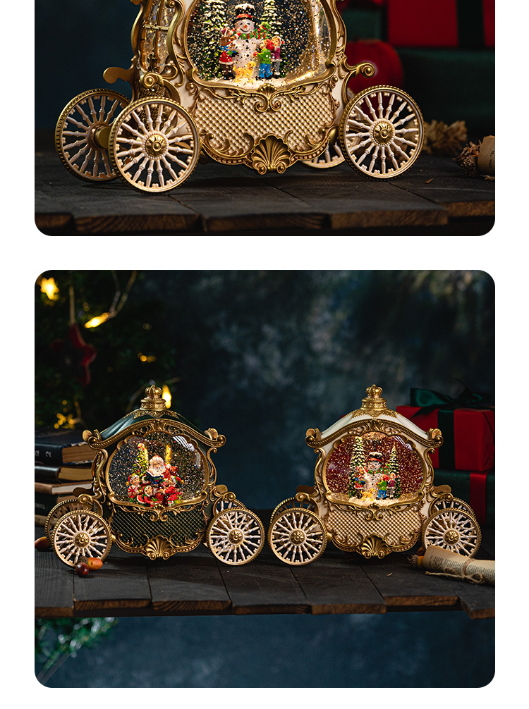 High-end Christmas pumpkin carriage, old man wind lantern, music box, music box decoration, birthday gift, display item, gift crystal pic 14