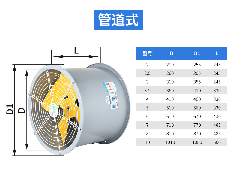 Industrial fan, low-noise axial flow ventilator, Model 2026 pic 25