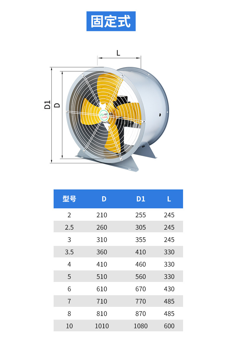 Industrial fan, low-noise axial flow ventilator, Model 2026 pic 26