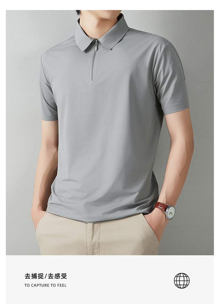 2026 los hombres de verano casual versátil disan arrugas rápido seco sin marcas cremallera polo ropa de trabajo se puede imprimir logo solapa pic 15