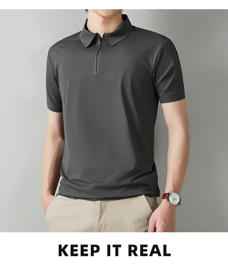 2026 los hombres de verano casual versátil disan arrugas rápido seco sin marcas cremallera polo ropa de trabajo se puede imprimir logo solapa pic 23