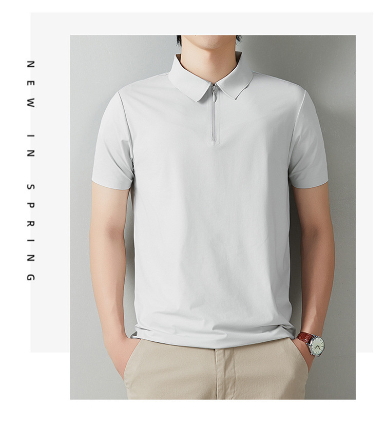 2026 los hombres de verano casual versátil disan arrugas rápido seco sin marcas cremallera polo ropa de trabajo se puede imprimir logo solapa pic 13