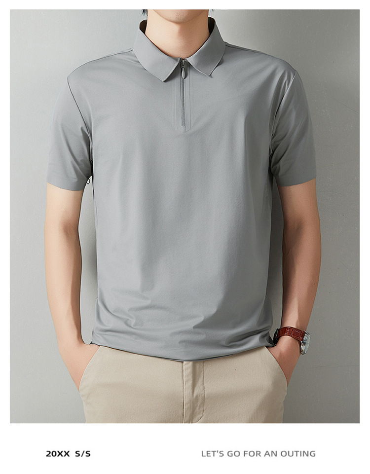 2026 los hombres de verano casual versátil disan arrugas rápido seco sin marcas cremallera polo ropa de trabajo se puede imprimir logo solapa pic 16