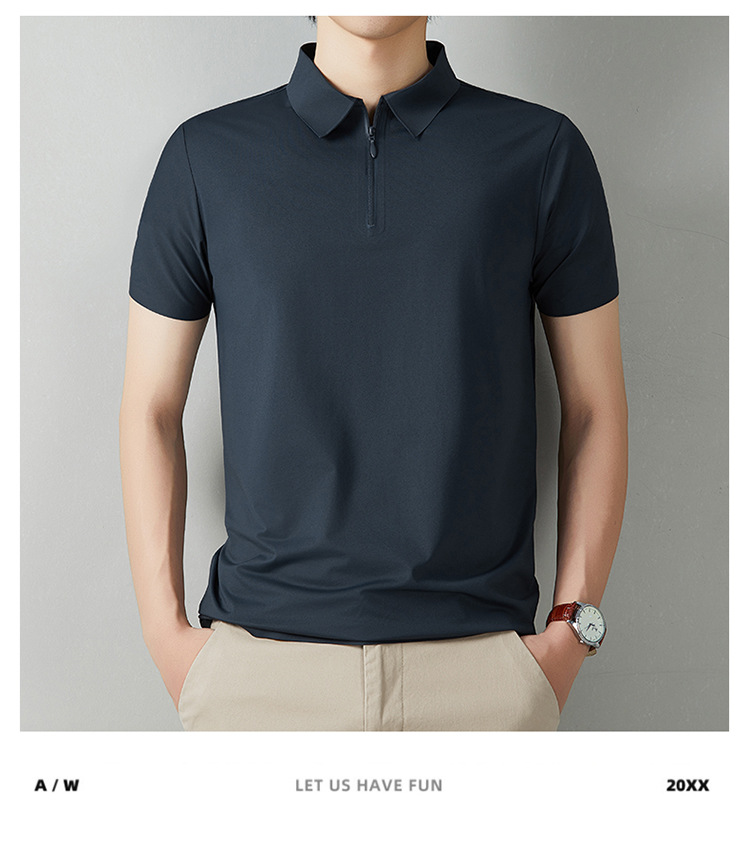 2026 los hombres de verano casual versátil disan arrugas rápido seco sin marcas cremallera polo ropa de trabajo se puede imprimir logo solapa pic 24