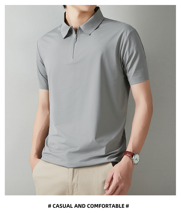 2026 los hombres de verano casual versátil disan arrugas rápido seco sin marcas cremallera polo ropa de trabajo se puede imprimir logo solapa pic 17