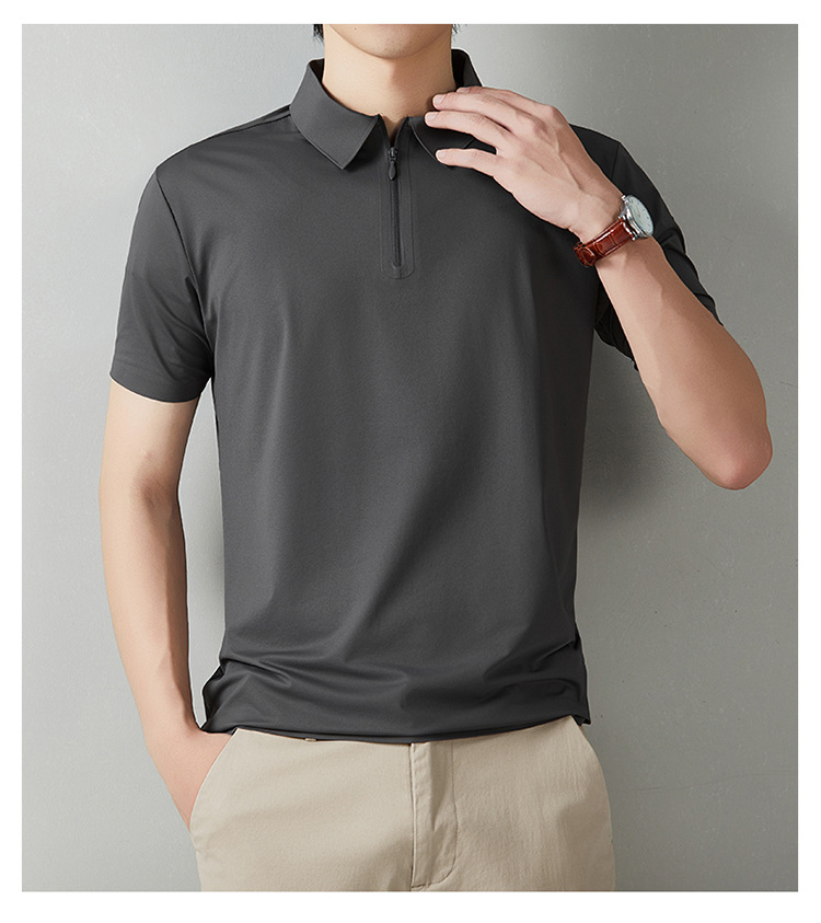 2026 los hombres de verano casual versátil disan arrugas rápido seco sin marcas cremallera polo ropa de trabajo se puede imprimir logo solapa pic 22