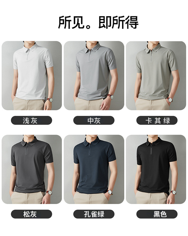 2026 los hombres de verano casual versátil disan arrugas rápido seco sin marcas cremallera polo ropa de trabajo se puede imprimir logo solapa pic 9