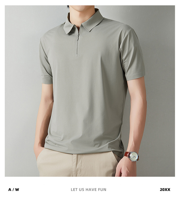 2026 los hombres de verano casual versátil disan arrugas rápido seco sin marcas cremallera polo ropa de trabajo se puede imprimir logo solapa pic 18