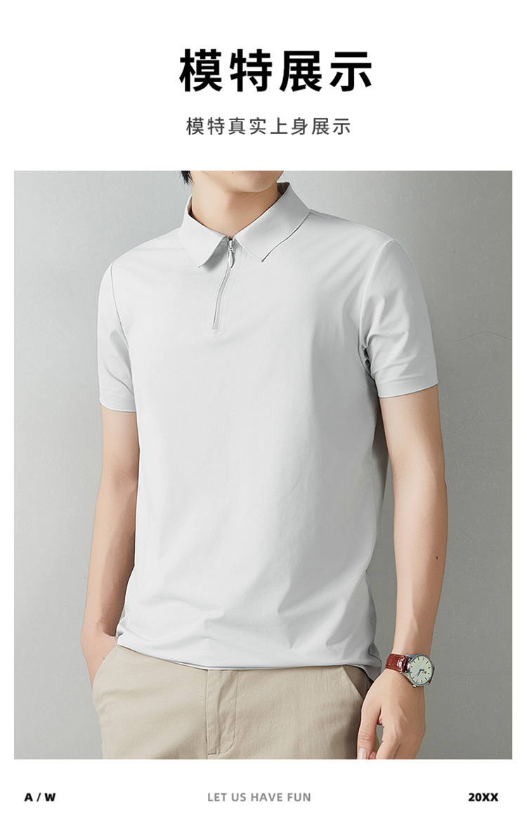 2026 los hombres de verano casual versátil disan arrugas rápido seco sin marcas cremallera polo ropa de trabajo se puede imprimir logo solapa pic 12