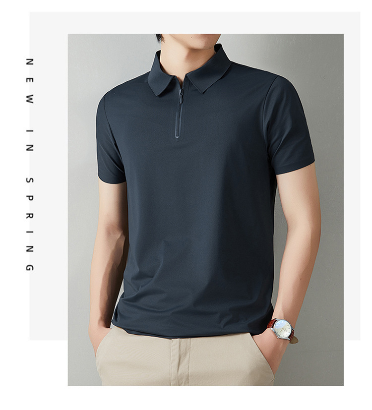 2026 los hombres de verano casual versátil disan arrugas rápido seco sin marcas cremallera polo ropa de trabajo se puede imprimir logo solapa pic 25
