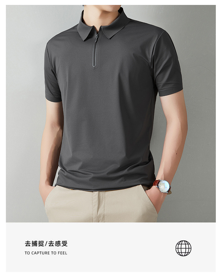 2026 los hombres de verano casual versátil disan arrugas rápido seco sin marcas cremallera polo ropa de trabajo se puede imprimir logo solapa pic 21