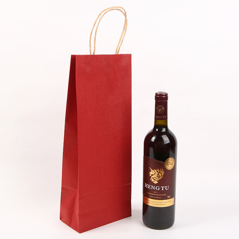 In-stock kraft paper bags, wine bags, hand-held wine bags, kraft paper red wine packaging bags, gift bags, factory direct sales, packaging, souvenirs pic 1