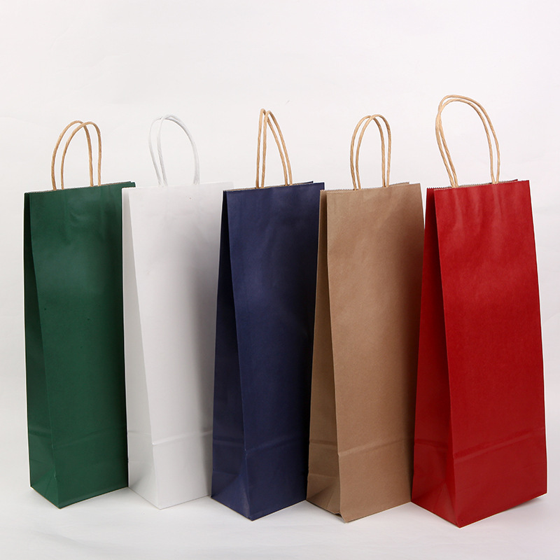 In-stock kraft paper bags, wine bags, hand-held wine bags, kraft paper red wine packaging bags, gift bags, factory direct sales, packaging, souvenirs pic 2