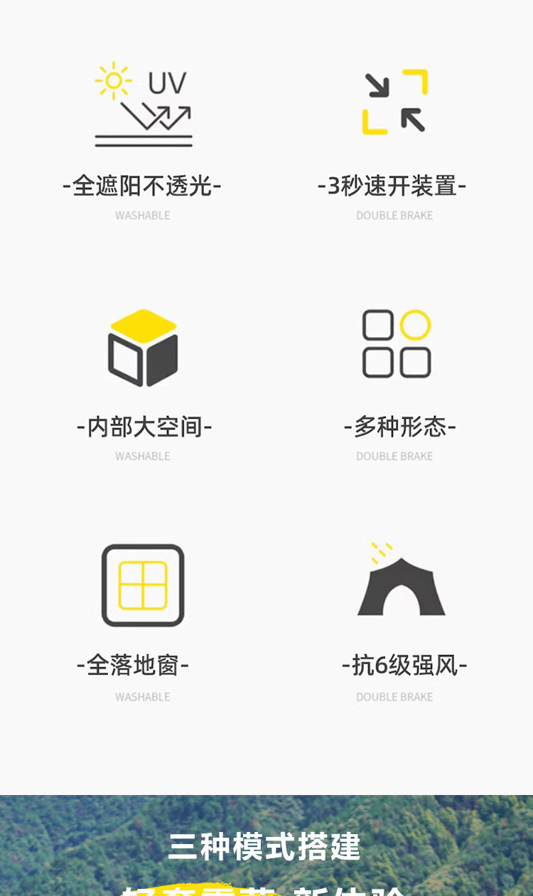 露营帐篷折叠便携式黑胶防晒天幕二合一自动速开野营装备自动帐篷详情2