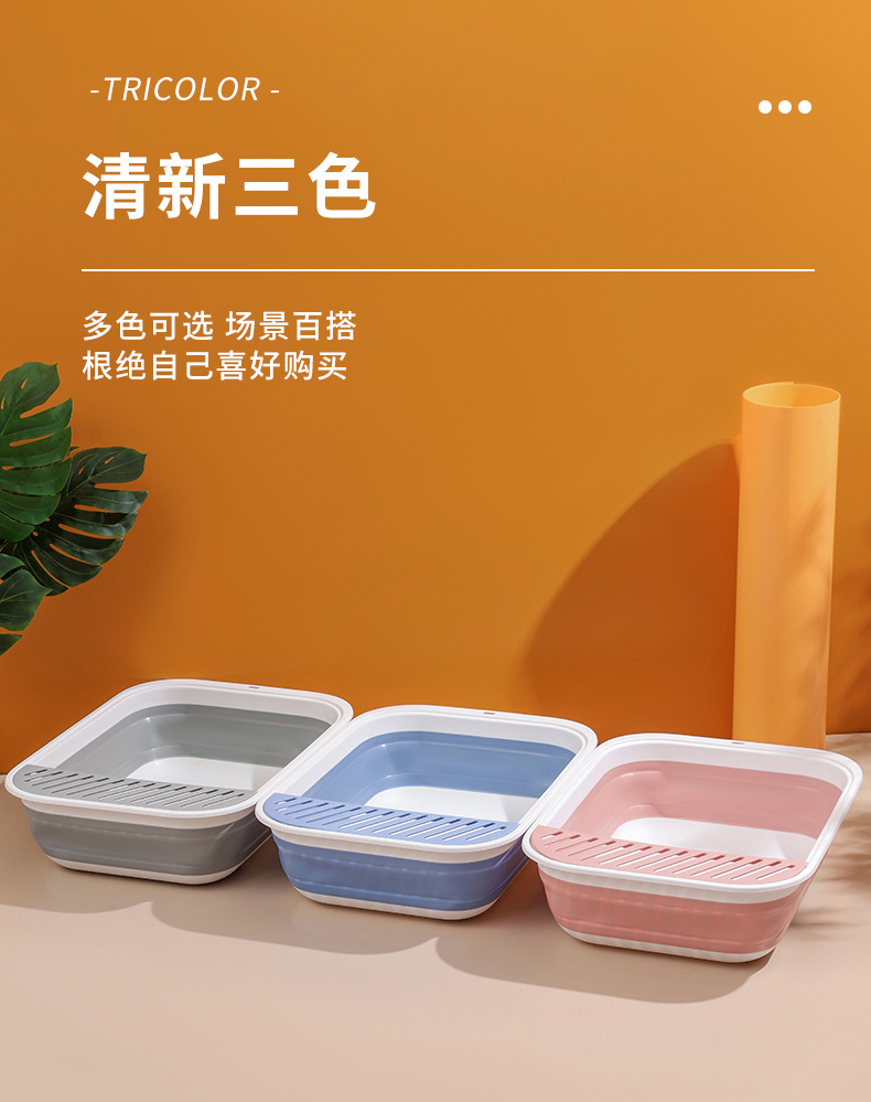 Wholesale of new semi-enclosed folding cat litter boxes, extra-large anti-splash cleaning cat supplies pic 9