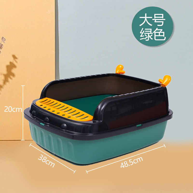 Cross-border cat litter box, extra-large anti-splash cat toilet, semi-enclosed high fence, detachable antler cat litter box pic 7