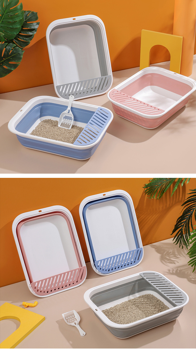 Wholesale of new semi-enclosed folding cat litter boxes, extra-large anti-splash cleaning cat supplies pic 15