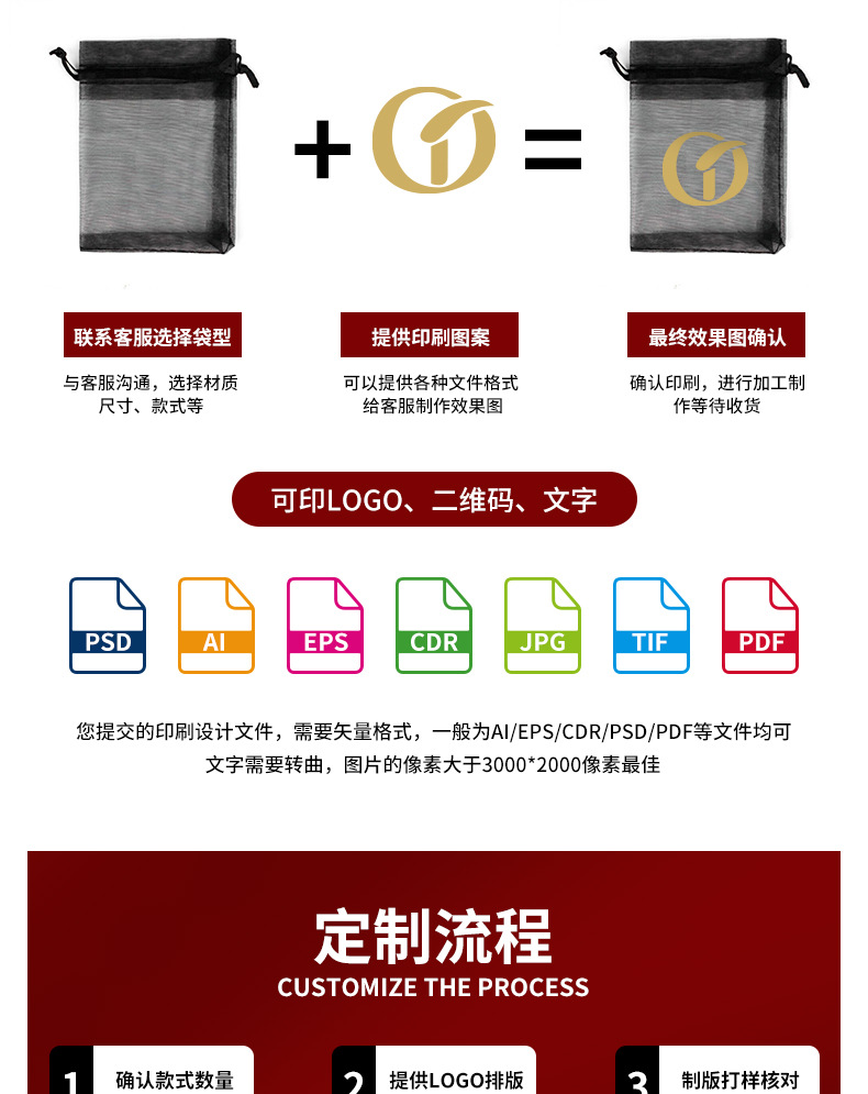 加厚50梭网纱袋 素色透明欧根纱袋束口礼品喜糖收纳包装袋详情9