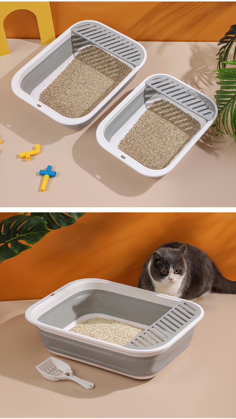Wholesale of new semi-enclosed folding cat litter boxes, extra-large anti-splash cleaning cat supplies pic 16