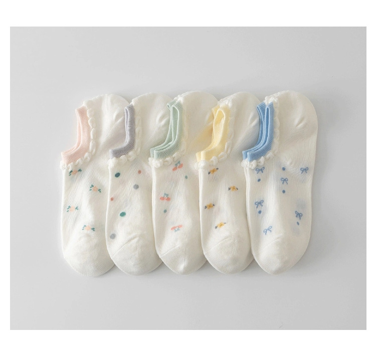 Fresh and light boat socks for spring and summer, thin, breathable, mesh, cute lace, short tube, shallow mouth socks, Japanese summer short socks pic 6