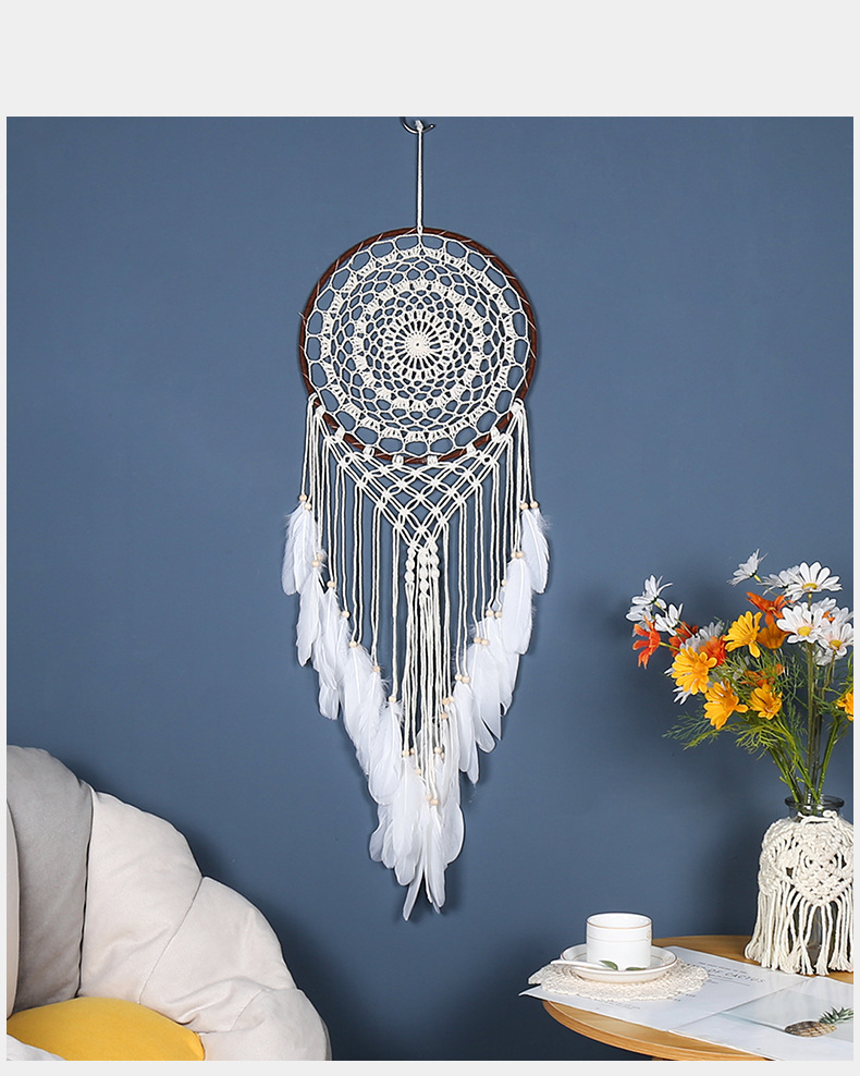 ins Bohemian-style hand-woven hook flower dream catcher pendant decoration Dream catcher homestay Dream catcher pendant pic 13