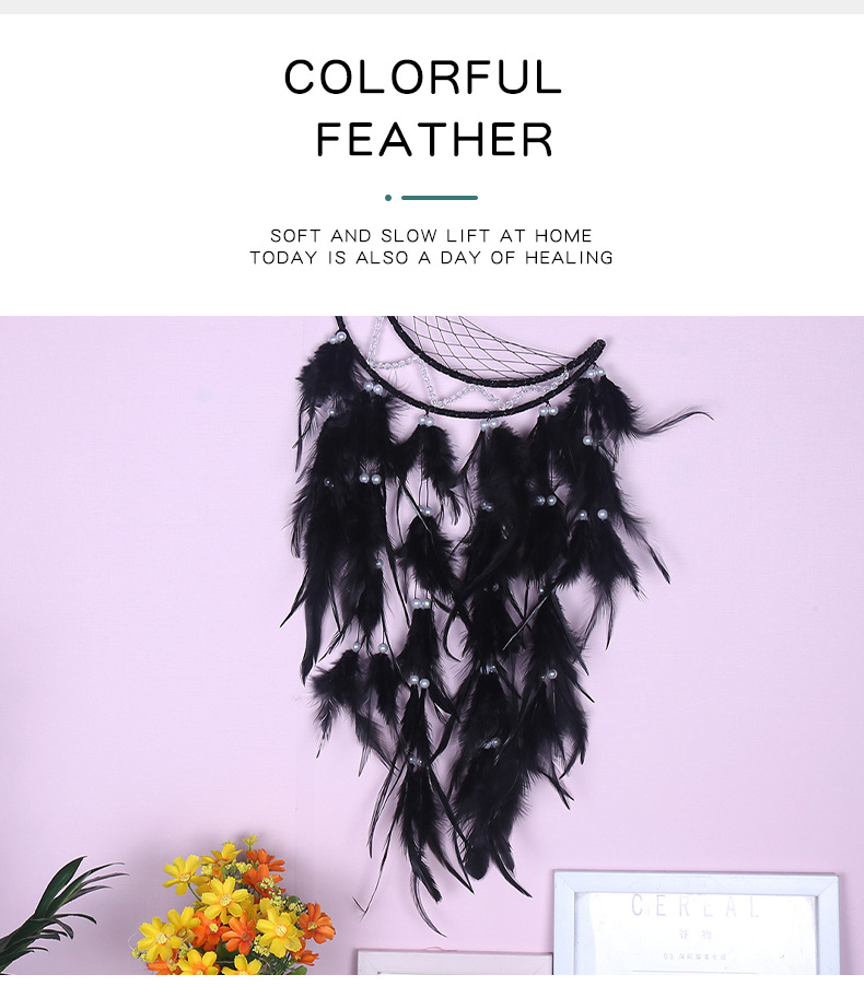 Cross-border exclusive Halloween Black Moon Dreamcatcher, Ghost Festival Feather woven Dreamcatcher, retro Moon Dreamcatcher pic 4