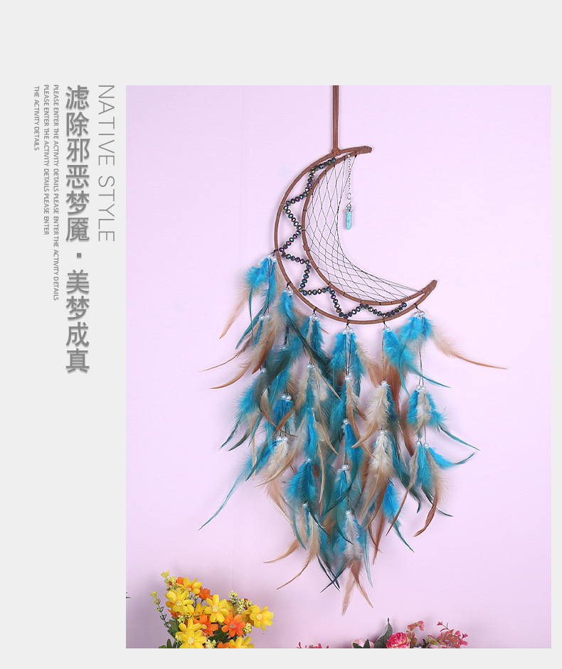 Cross-border exclusive Halloween Black Moon Dreamcatcher, Ghost Festival Feather woven Dreamcatcher, retro Moon Dreamcatcher pic 9