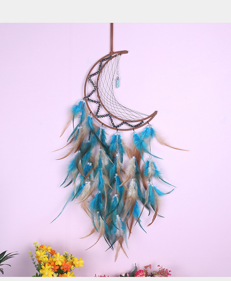 Cross-border exclusive Halloween Black Moon Dreamcatcher, Ghost Festival Feather woven Dreamcatcher, retro Moon Dreamcatcher pic 10