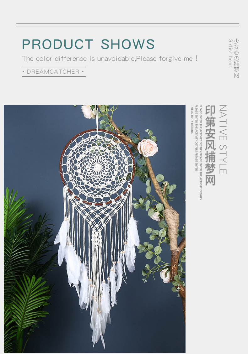 ins Bohemian-style hand-woven hook flower dream catcher pendant decoration Dream catcher homestay Dream catcher pendant pic 11