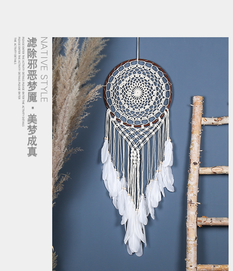 ins Bohemian-style hand-woven hook flower dream catcher pendant decoration Dream catcher homestay Dream catcher pendant pic 12