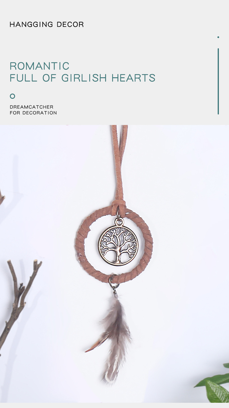 Retro life tree car pendant dream catcher, brown feather dream catcher pendant Dream catcher, wind chime pic 1