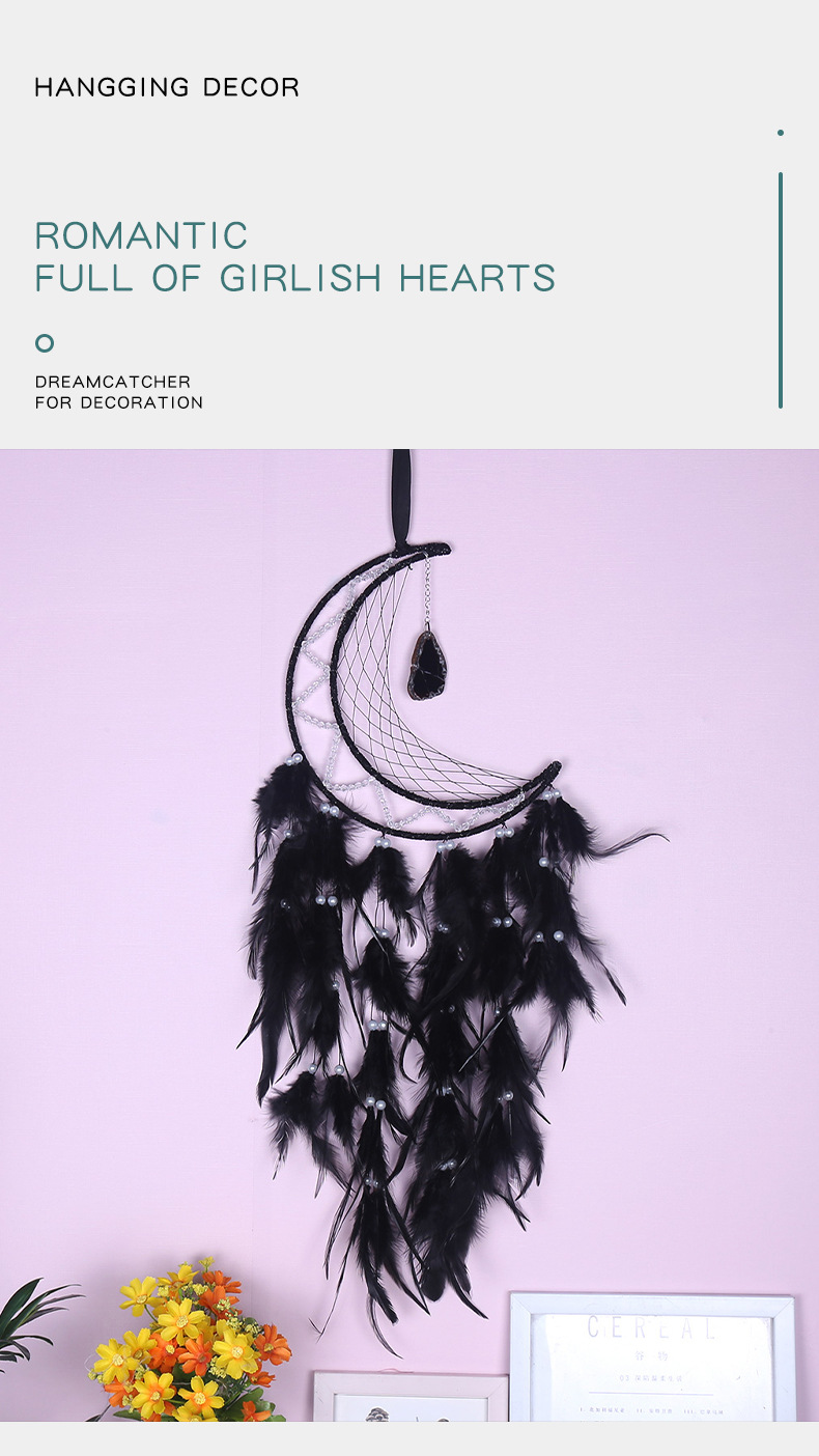 Cross-border exclusive Halloween Black Moon Dreamcatcher, Ghost Festival Feather woven Dreamcatcher, retro Moon Dreamcatcher pic 1